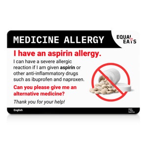 Aspirin Allergy Etsy