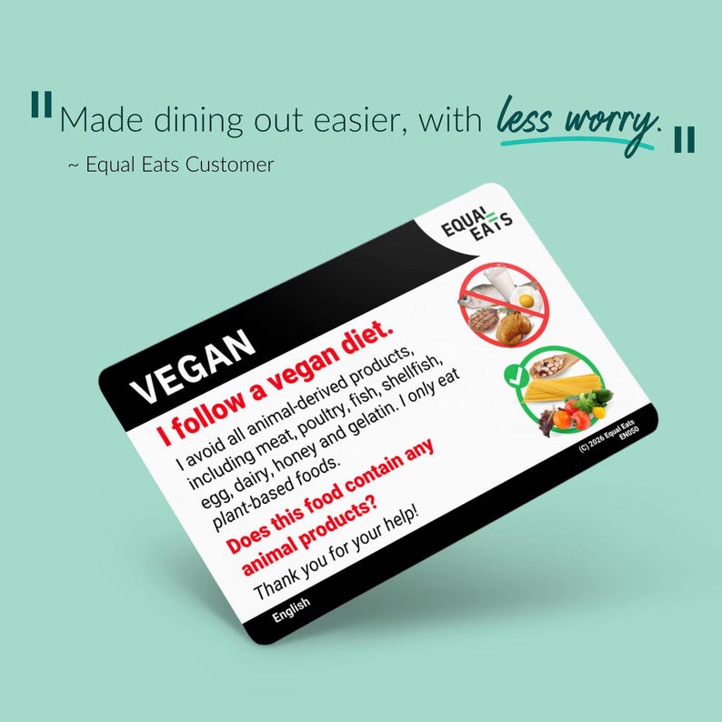 Vegan Diet Translation Card｜Order in 50 Languages｜Equal Eats Dietary Translation Cards image 10
