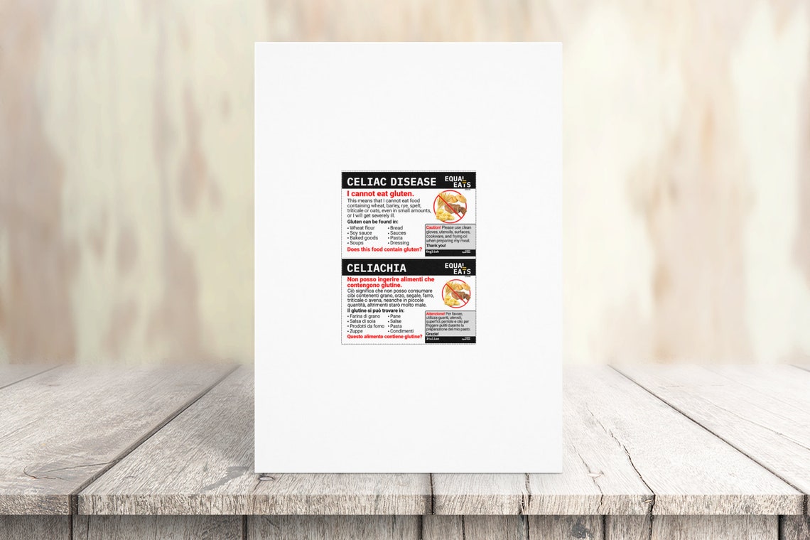 Printable Italian Celiac Disease Allergy Alert Card instant - Etsy