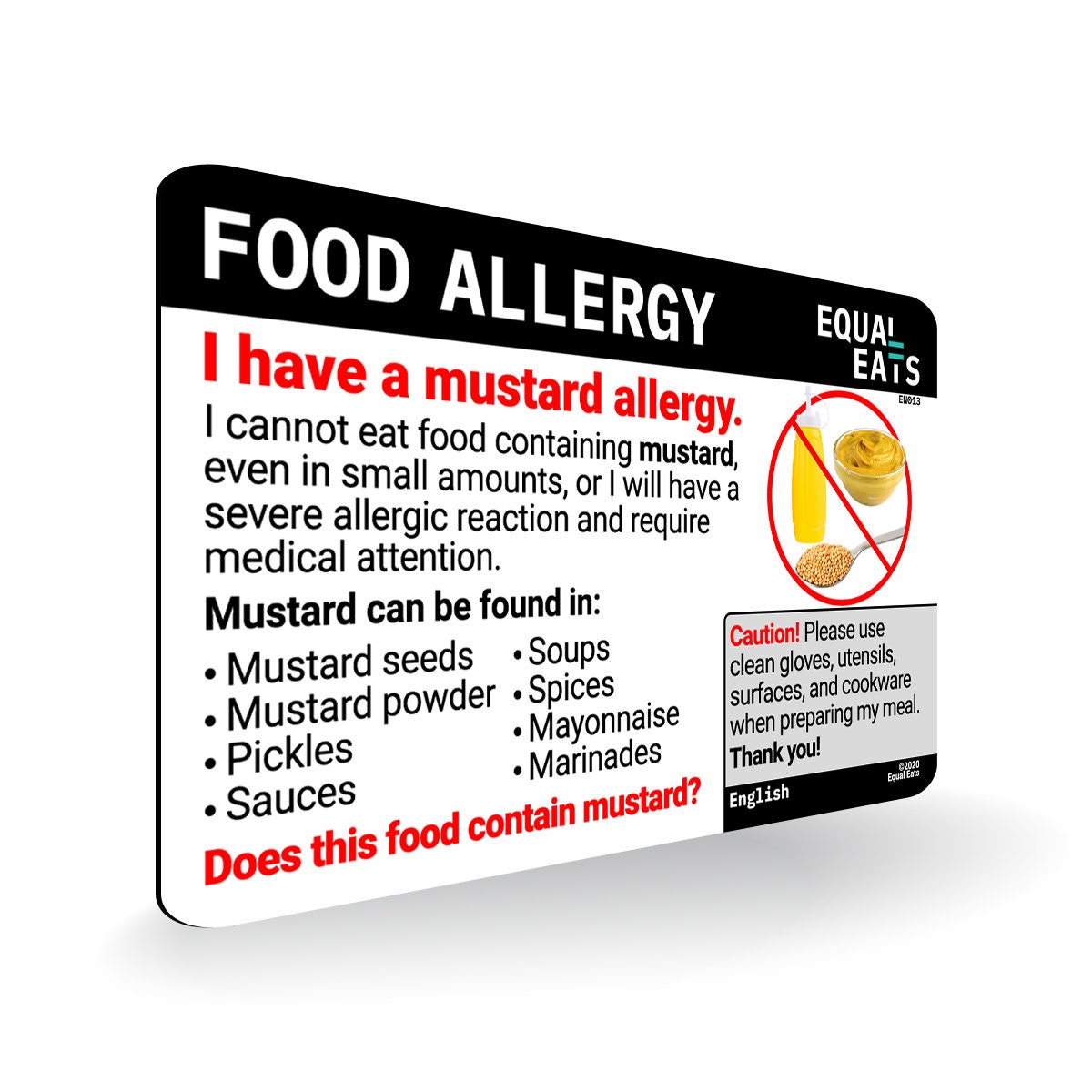 Mustard Allergy CardOrder in 50 LanguagesEqual Eats Allergy Etsy