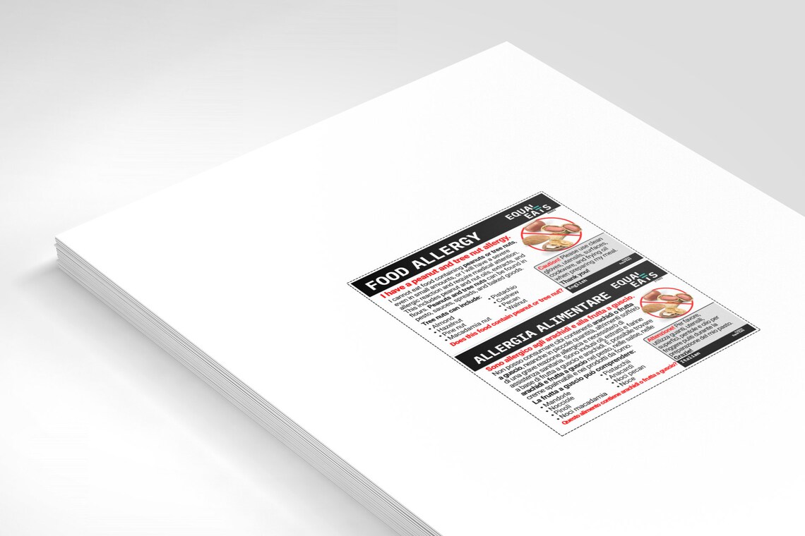 Printable Italian Peanut and Tree Nut Allergy Alert Card - Etsy