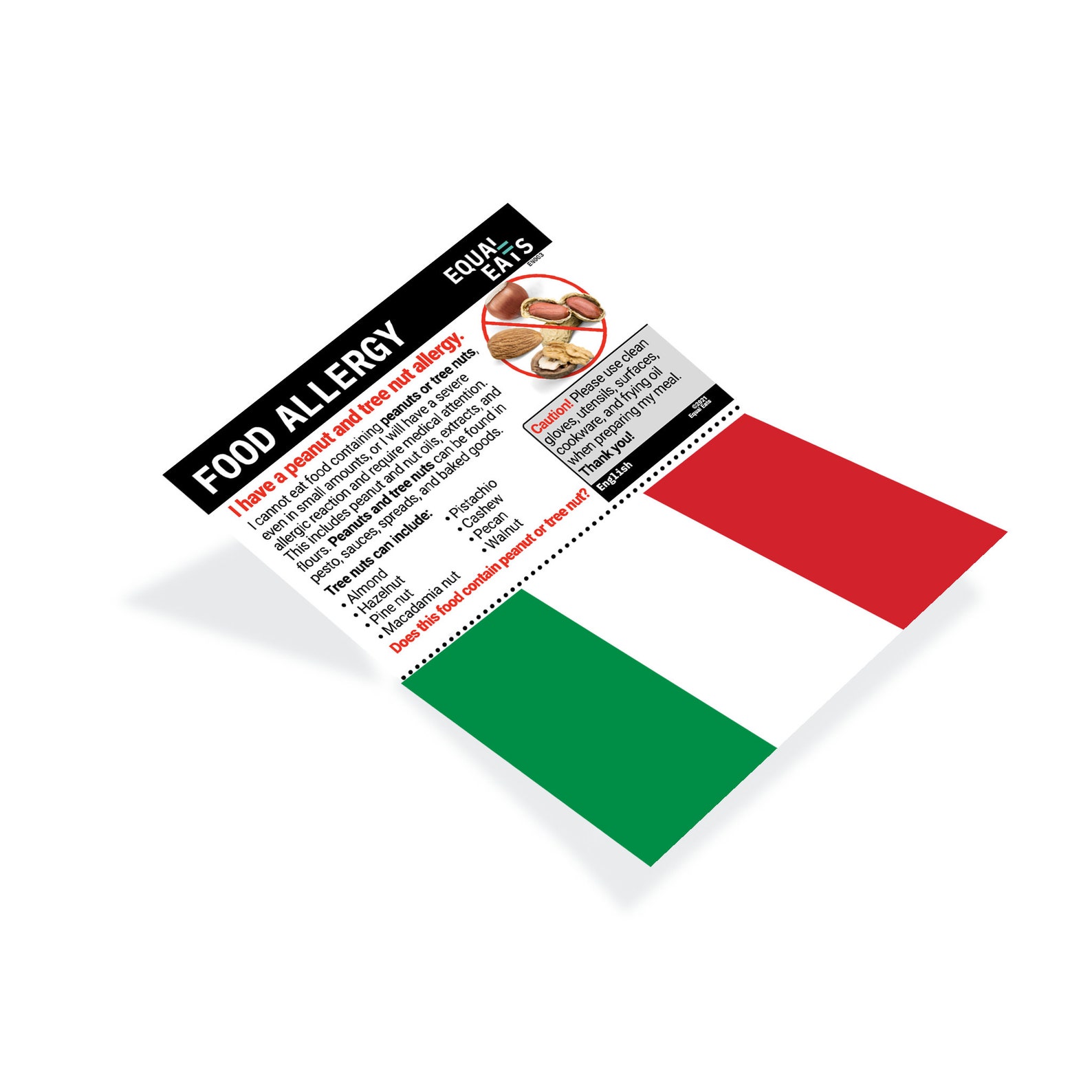 Printable Italian Peanut and Tree Nut Allergy Alert Card - Etsy