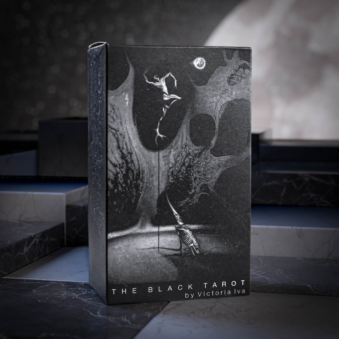 The Black Tarot | Black and White Tarot Deck & Guide by Da