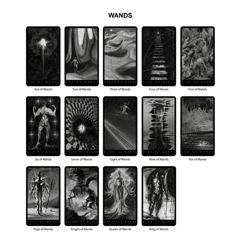 The Black Tarot Black and White Tarot Deck & Guide by Da Etsy