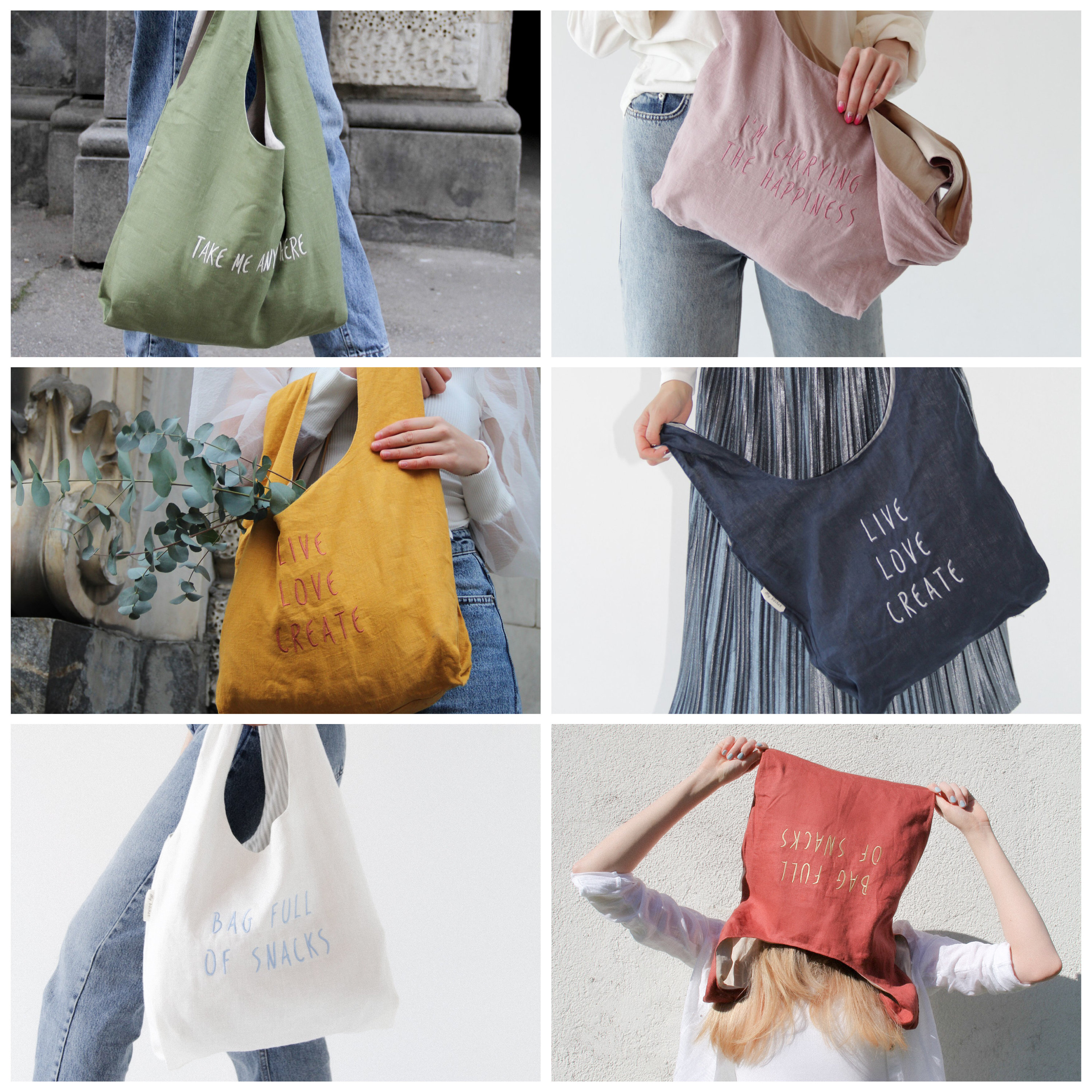 White linen cotton tote bag Etsy