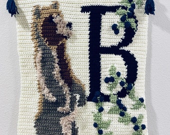 PATTERN: B is for Bear, PDF download, crochet wall hanging, tapestry crochet, crochet home decor