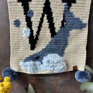 PATTERN: W is for Whale, crochet wall hanging, tapestry crochet, crochet home décor