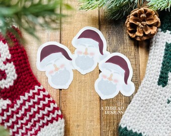 Santa Yarn-stache Clear Sticker