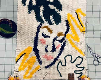 PATTERN: Abstract Woman, PDF Download, Crochet Wall Hanging