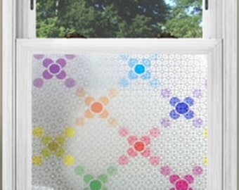 Static Window Film Stylish Privacy Decoration for your Home Office Studio Summer House Colour Holographic Circle Frost Design (FREE POSTAGE)