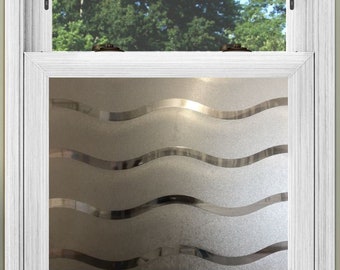 Static Window Film Stylish Privacy Decoration for your Home Office Studio Summer House Wave Frost Design (FREE POSTAGE)