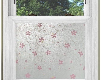 Static Cling Window Film Stylish Privacy Decoration for your Home Office Studio Summer House Pink Daisy Design  (FREE POSTAGE)