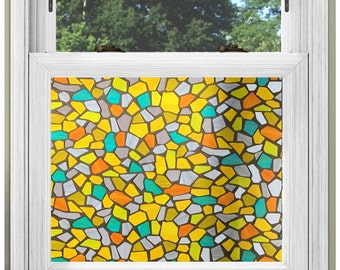 Static Cling Window Film Stylish Privacy Decoration for your Home Office Studio Summer House Autumn Pebbles Effect  (FREE POSTAGE)