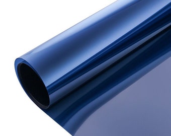 Reflective Dark Blue Window Tint, One Way Film Glass Privacy Solar Tint - Self Adhesive