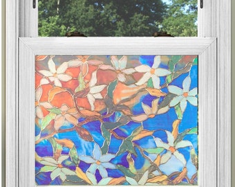 Static Cling Window Film Stylish Privacy Decoration for your Home Office Studio Summer House Artistic Flowers Design  (FREE POSTAGE)