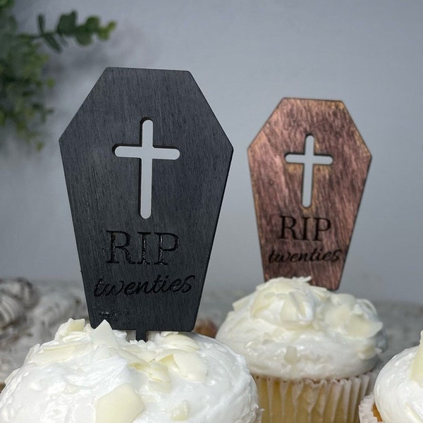 Cupcake Topper (Pack of 12) | 30th Birthday, RIP to my Twenties, RIP to 20s, RIP to my youth decorations, Funeral for my 20s, Dirty 30
