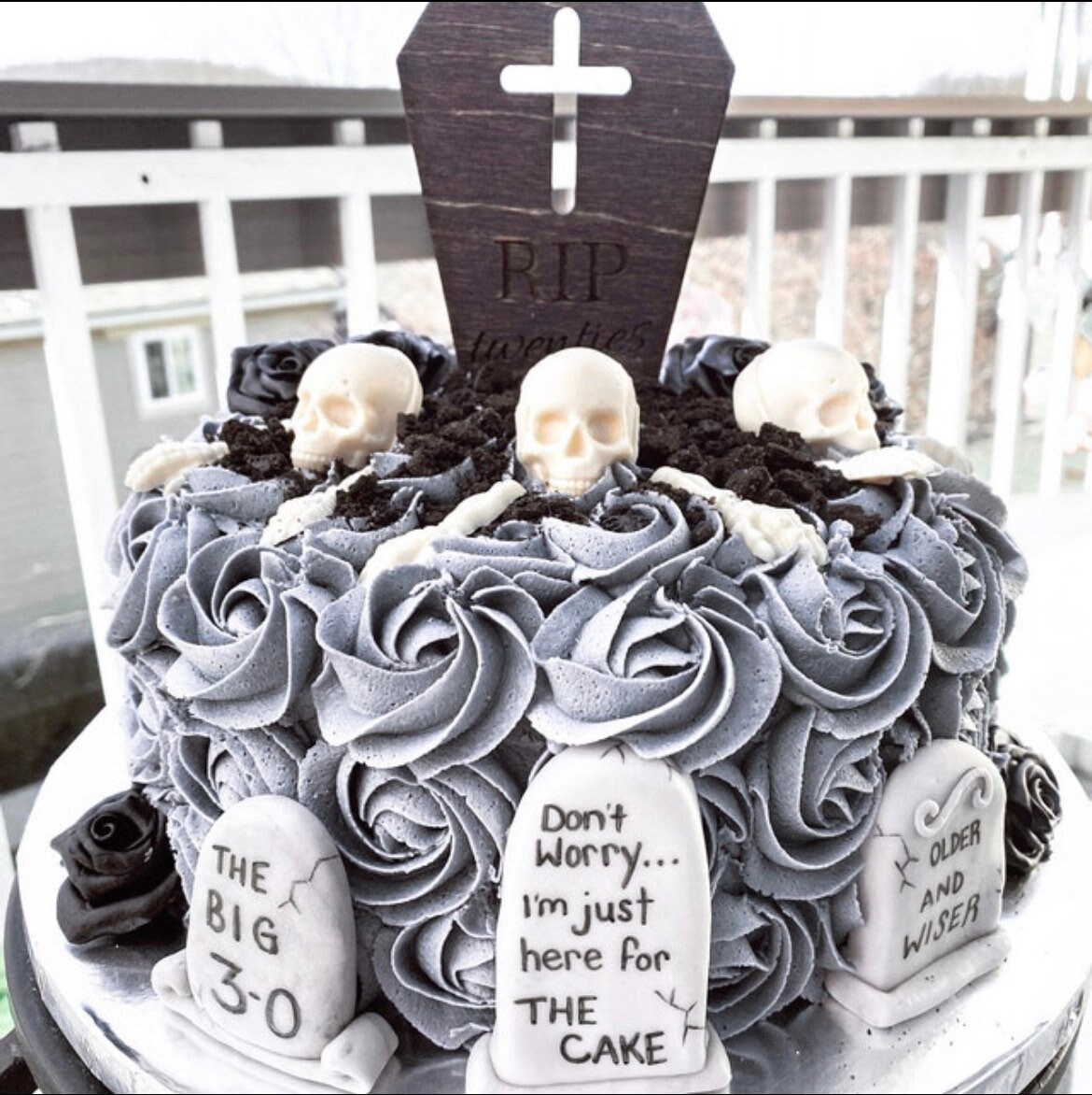 RIP Thirties Tortenaufsatz Aus Glitzerpapier - "Death To My Youth", Für 40. Geburtstag