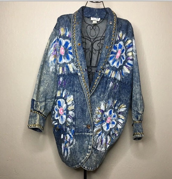 80s VTG Blue Diamond Oversized Studded Painted Flo