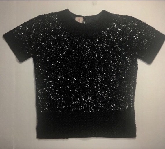 VTG Imperial Imports sequin beaded wool top