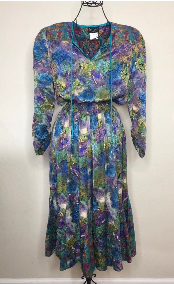 Vintage 80s Diane Freis original water color silk