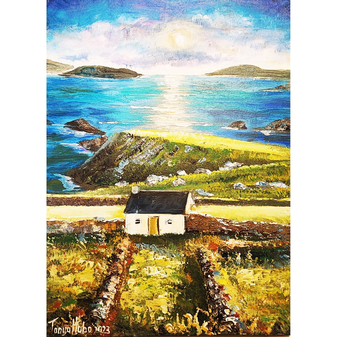 Irish Landscape Painting Original Art Ireland Wall Art Seascape Wall