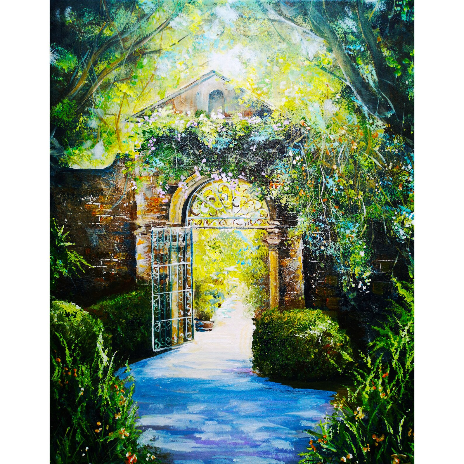 Secret Garden Painting Original Artwork Landscape Wall Art Etsy