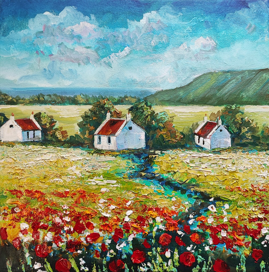 Irish Landscape Oil Painting: Rural Ireland Art, Impasto Artwork (12x12 ...