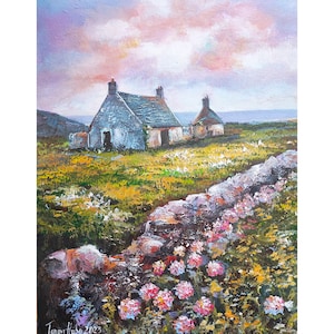 Irish Painting Original Artwork House Painting Landscape Wall Art Rural Artwork Impasto Art 12&quot; by 16&quot; by TanyaHubo