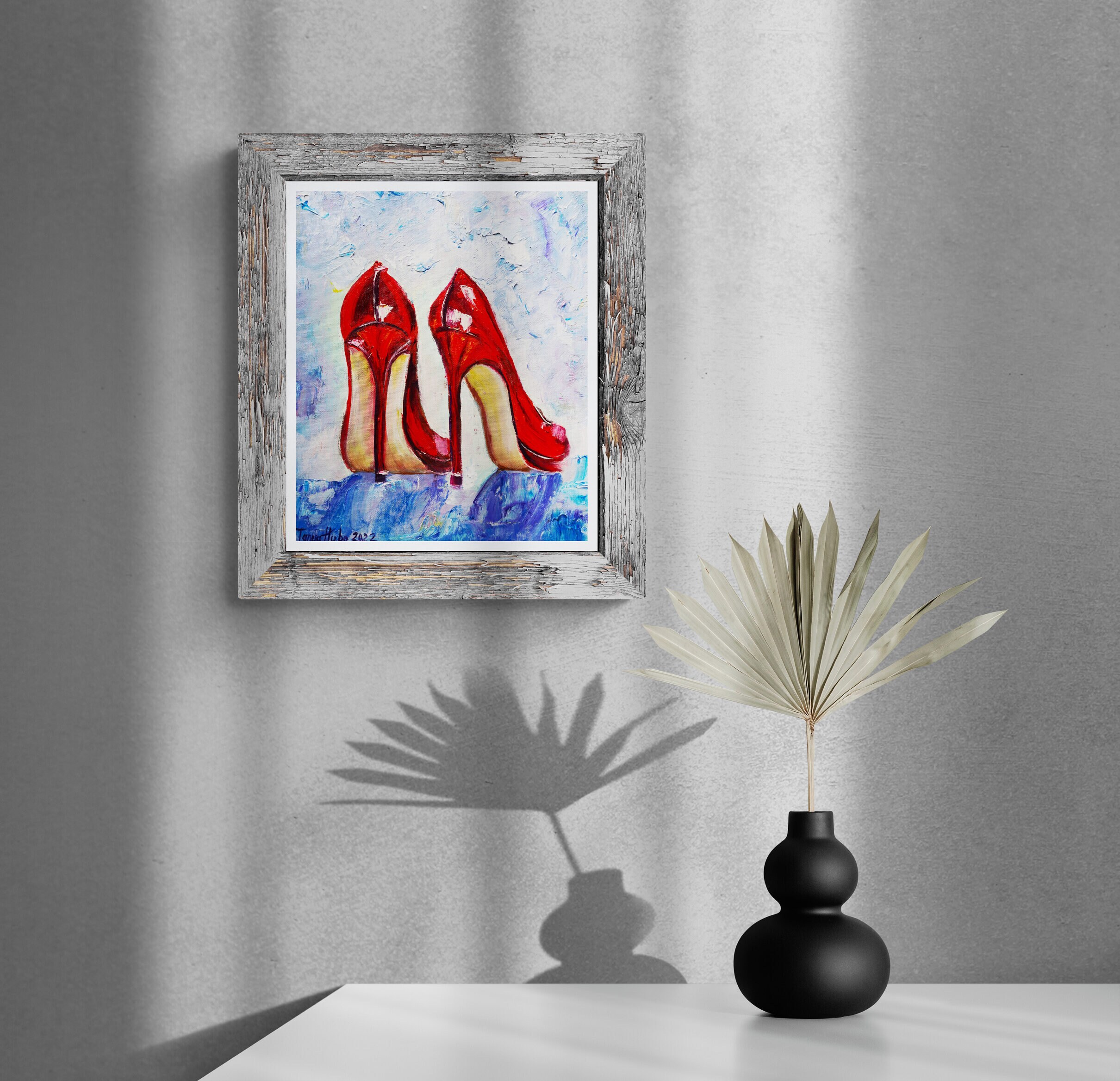 Red Shoes Original Oil Painting Shoes with Heels Painting Shoes art Long Heels Artwork by TanyaHubo