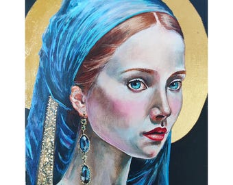 Female Portrait Painting Original Art Girl Artwork Figurative Painting Canvas 16" by 20"  byTanyaHubo