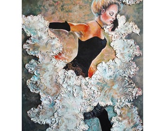 Ballerina Painting: Original Acrylic Woman Art, 24" x 31.5" by TanyaHubo