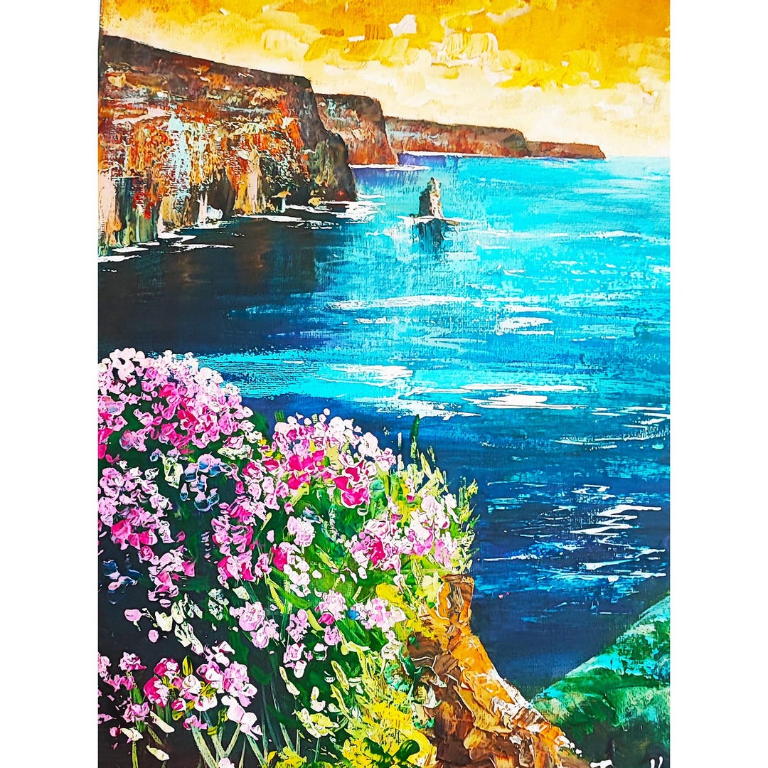 Cliffs of Moher Original Painting Irish Seascape Painting Ireland Wall ...