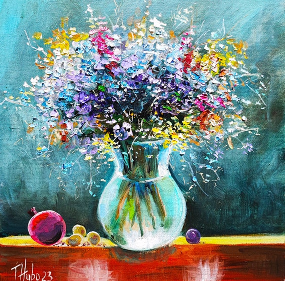 Wildflowers Painting Original Oil Artwork Floral Painting