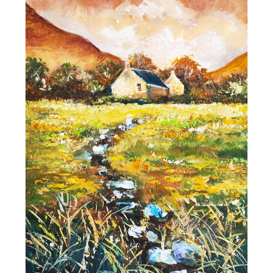 Irish Landscape Oil Painting: Rural Cottage Impasto Art (10x12) by ...