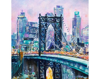 Manhattan Bridge Painting Original Art New York Artwork