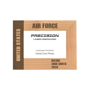 Personalized Military Gift Engraved Wood Picture Frame - United States Air Force - 4x6 5x7 - Veterans Day, Christmas Gift