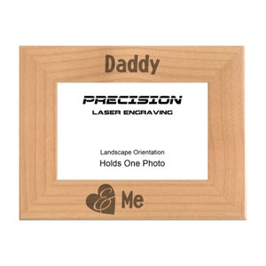 Dad Picture Frame, Daddy and Me Heart Engraved Natural Wood Photo Frame, 4x6 5x7 8x10, Fathers Day Gifts