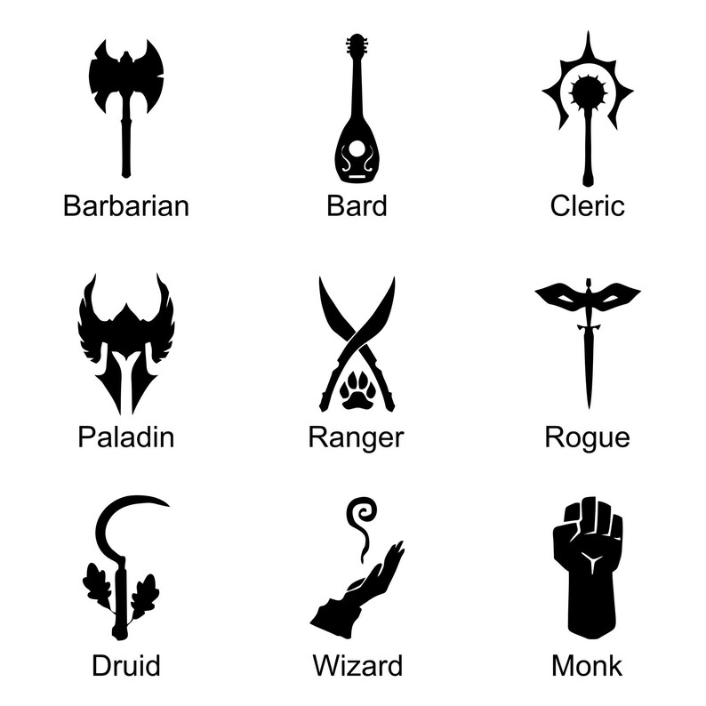 DND Coasters, Character Class Symbols Engraved Slate Coasters, Dungeons ...