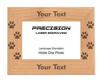 Personalized Pet Paw Print Engraved Wood Picture Frame - 4x6 5x7 - Dog Cat Pet Owner Gift, Pet Memorial, Animal Frame