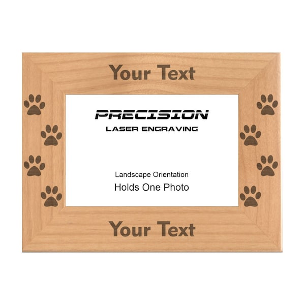 Personalized Pet Paw Print Engraved Wood Picture Frame - 4x6 5x7 - Dog Cat Pet Owner Gift, Pet Memorial, Animal Frame