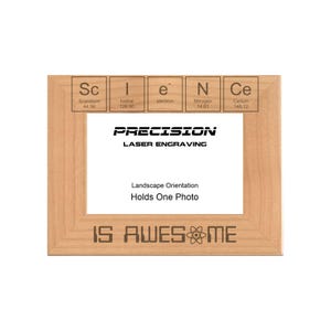 Nerdy Gifts Science is Awesome Engraved Natural Wood Picture Frame, 4x6 5x7 8x10, Geeky, STEM