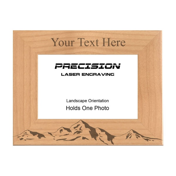 Personalized Mountain Range Engraved Wood Picture Frame - Custom Text - 4x6 5x7 - Mountains Photo Frame, Hiking, Nature, Outdoors Gift