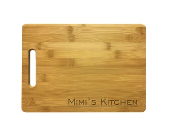 Tabla de cortar de madera grabada de Mimi's Kitchen, regalo para la abuela, madera de bambú o arce