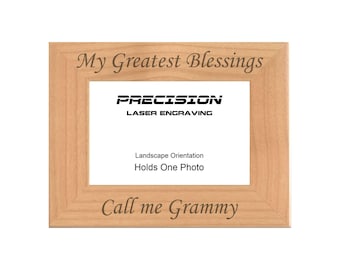 Marco de fotos de madera natural grabado "Mis mayores bendiciones, llámame abuela", 4x6, 5x7, 8x10, regalo para el Día de la Madre para la abuela.