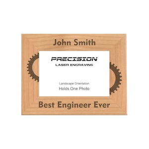 Personalized Engineer Wood Picture Frame – Laser Engraved Gears Design