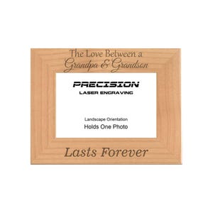 Grandpa Grandson Alder Wood Frame, Laser Engraved Love Lasts Forever