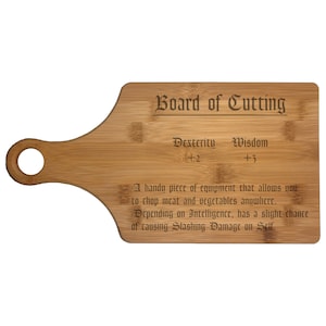 D&D Roleplaying Engraved Cutting Board Paddle Shaped - Board of Cutting Item Description - Wood - Dungeons Dragons, Cooking Gift
