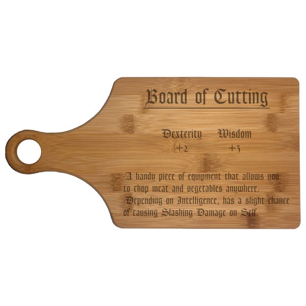 D&D Roleplaying Engraved Cutting Board Paddle Shaped - Board of Cutting Item Description - Wood - Dungeons Dragons, Cooking Gift