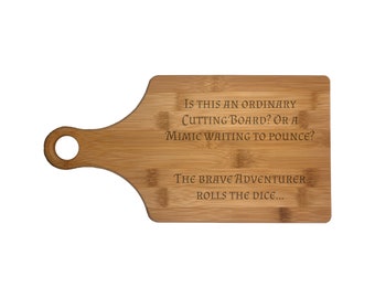 D&D Gifts, Mimic Waiting to Pounce Engraved Natural Wood Cutting Board, Bamboo or Maple Wood, Dungeons Dragons, DND Roleplaying Cosplay