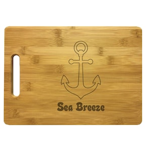 Boating Cutting Board, Personalized Boat Name with Nautical Anchor, Engraved Bamboo or Maple Wood Cutting Boards, Cooking Gifts